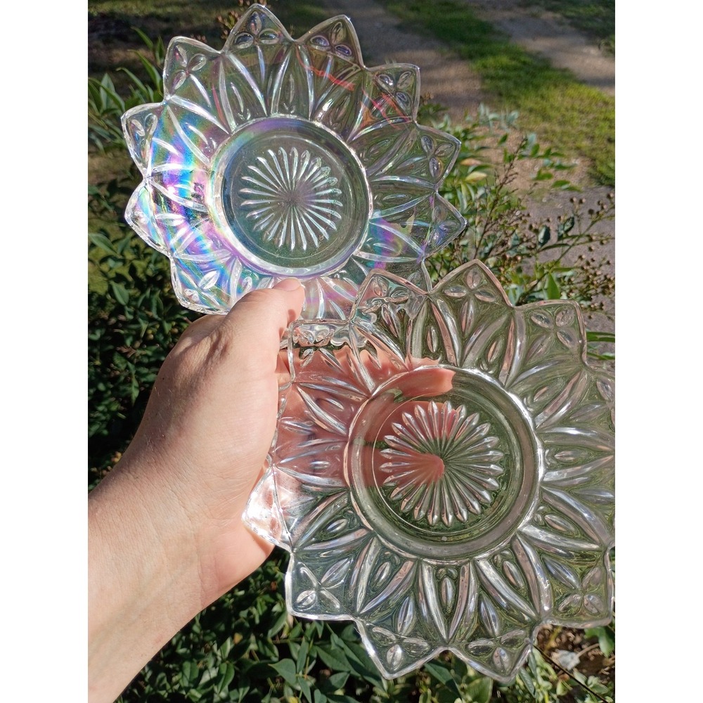 Federal Glass Petal Bowl 5.5"-2 Clear, 3 Iridescent Set Of 5